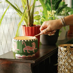 A Dopo Tiger Ceramic Candle | Pink & Green | Black Cedar & Fig | 680g