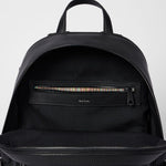 Men's Embossed Straw Grain Leather Backpack | Black