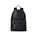 Men's Embossed Straw Grain Leather Backpack | Black