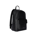 Men's Embossed Straw Grain Leather Backpack | Black