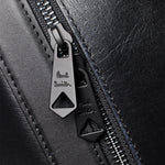 Men's Embossed Straw Grain Leather Backpack | Black