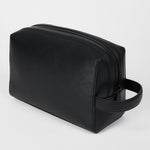 Men's Embossed Straw Grain Leather Wash Bag | Black