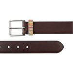 Men's Leather Belt with 'Signature Stripe' Keeper | Dark Brown
