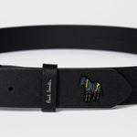 Men's Pebble Grain Leather 'Zebra' Belt | Black