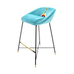 Drill Padded High Bar Stool | Seletti Wears Toiletpaper | Blue