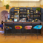 Snakes Padded High Bar Stool | Seletti Wears Toiletpaper | Black