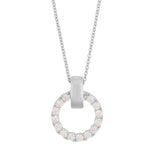 East Round Pendant Necklace | Silver Plated with Cubic Zirconia