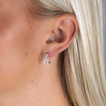 Fanny Double Hoop Earrings | Silver Plated with Cubic Zirconia