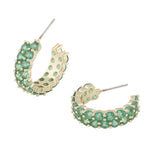 Fanny Double Ring Earrings | Gold Plated with Green CZ