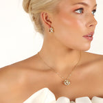 Gisele Textured Chunky Hoop Earrings with Pearls | Gold Plated