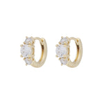 Jen Triple Stone Hoop Earrings | Gold Plated