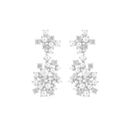 Lucy Long Glass Pearl Pendant Earrings | Silver Plated with Cubic Zirconia