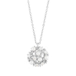 Lucy Glass Pearl Pendant Necklace | Silver Plated with Cubic Zirconia