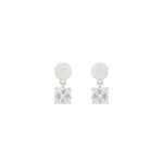 Saga Small Freshwater Pearl Pendant Earrings | Silver Plated with Cubic Zirconia
