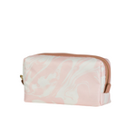 Square Makeup Bag | Pink & White Marble | Medium