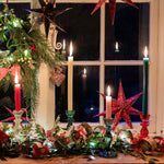 Festive Boho Taper Candle Holder | Dark Green | 16cm