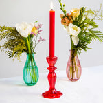 Festive Boho Taper Candle Holder | Red | 16cm