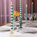 Festive Striped Taper Candle | Green | 28cm