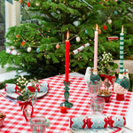 Festive Striped Taper Candle | Green | 28cm