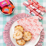 Mini Festive Bow Saucer Crackers | Red & White | Set of 8