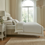 Savile Edge 220 Bed Linen | White/Taupe