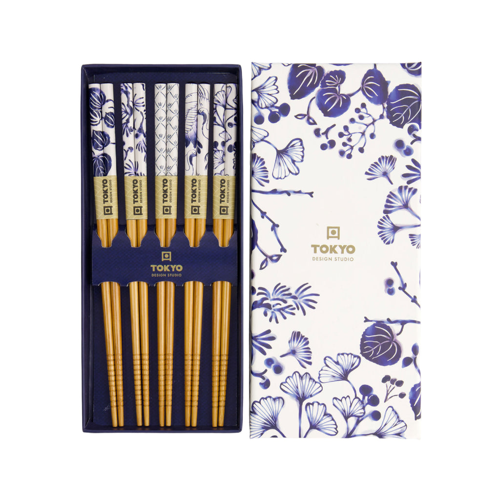 Set De 6 Cuillères TOKYO Design Studio Flora Japonica Bleu-Blanc 13cm - Porcelaine Japonaise Cadeau
