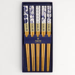 Flora Japonica Round Chopstick Set | Blue & White | 5 Piece