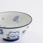 Kawaii Lucky Cat Rice Bowl | Blue & White | 12cm