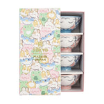 Kawaii Lucky Cat Rice Bowl Set | Blue & Pink | Set of 4