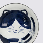 Kawaii Sleeping Cat Ramen Bowl | Blue & White | 20cm