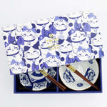 Kawaii Wise Cat Tayo Bowl & Chopsticks Set | 4 Piece