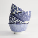 Nippon Mixed Rice Bowl Gift Set | Blue & White | 4 Piece