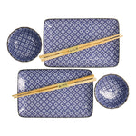 Sashiko Sushi Set | Blue & White | 6 Piece
