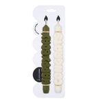 Birthday Taper Candles | Olive Green/White | Set of 2