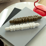 Birthday Taper Candles | Olive Green/White | Set of 2
