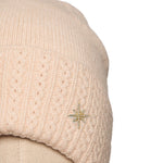 Women's Cable Knit Hat with Star Detail | Cream