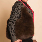 Women's Constellation Faux Fur Handbag with Crossbody Handle | Olive Green | Large