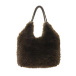 Women's Constellation Faux Fur Handbag with Crossbody Handle | Olive Green | Large