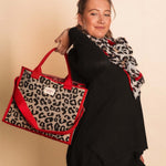 Women's Constellation Tote Bag with Crossbody Strap | Leopard Print