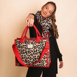 Women's Constellation Tote Bag with Crossbody Strap | Leopard Print