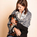 Women's Winter Dachshund Print Scarf | Blue