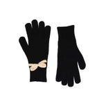 Women's Winter Gloves with Knitted Bow Detail | Black/Cream