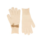 Women's Winter Gloves with Knitted Bow Detail | Cream/Beige