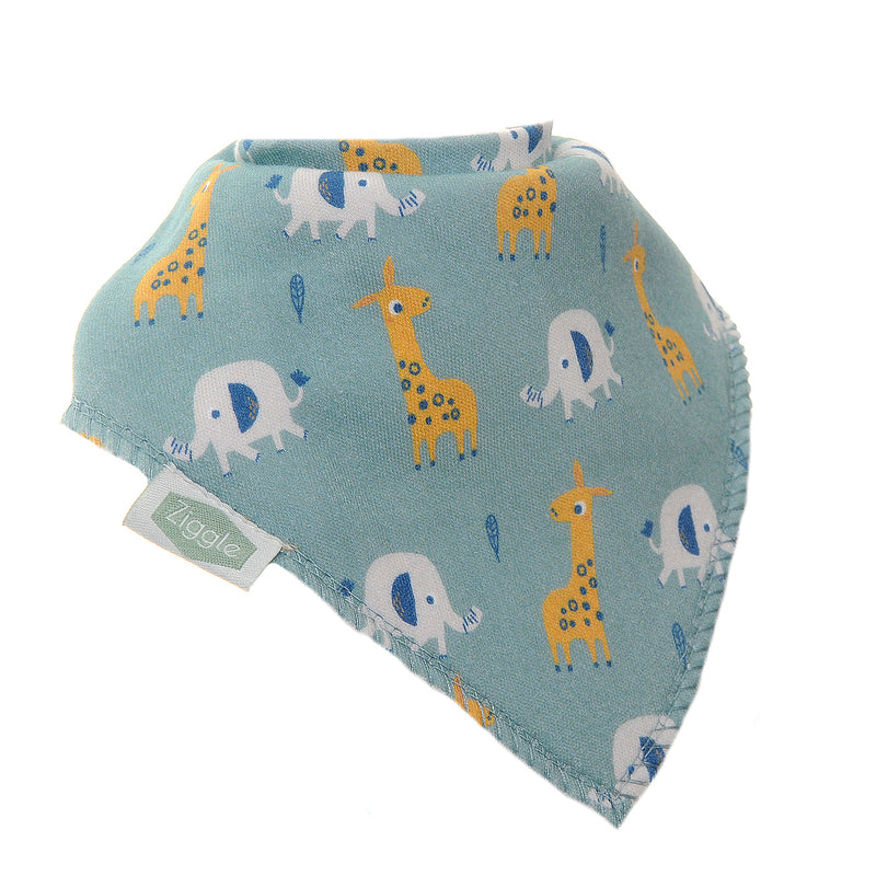 Giraffe and Elephant Dribble Bib | Blue