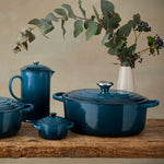 Oval Cast Iron Casserole Dish | Deep Teal | 27cm