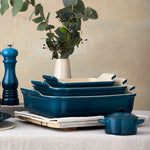 Deep Rectangular Heritage Dish | Stoneware | Deep Teal | 26cm