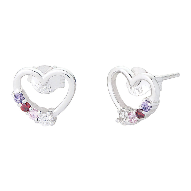 Heart Rainbow Stud Earrings | Ettie | Sterling Silver