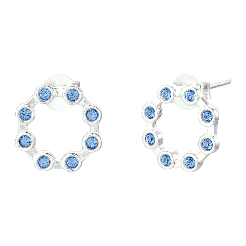 Open Circle Earrings | Kendall | Sterling Silver & Sapphire