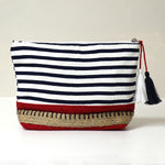 Striped Makeup & Wash Bag | Navy Red Mix