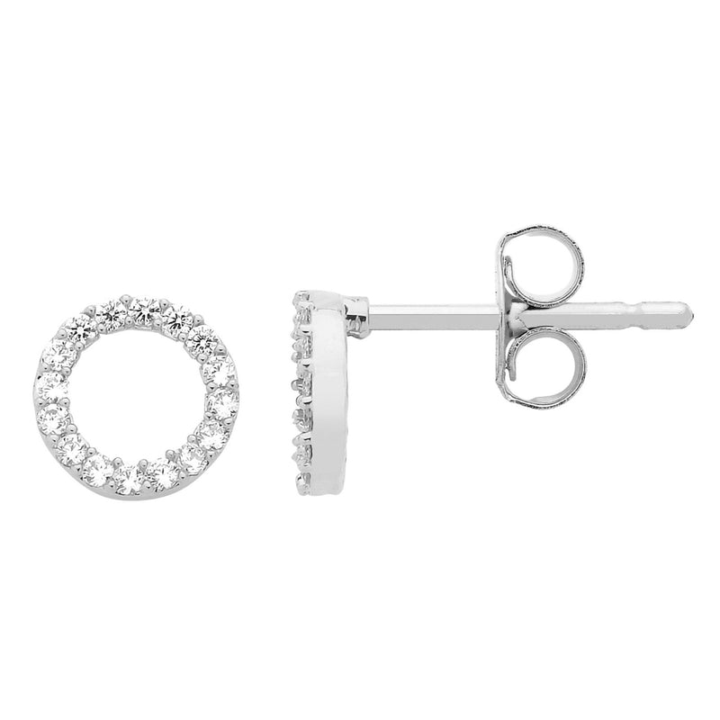 CZ Circle Earrings | Silver Plated